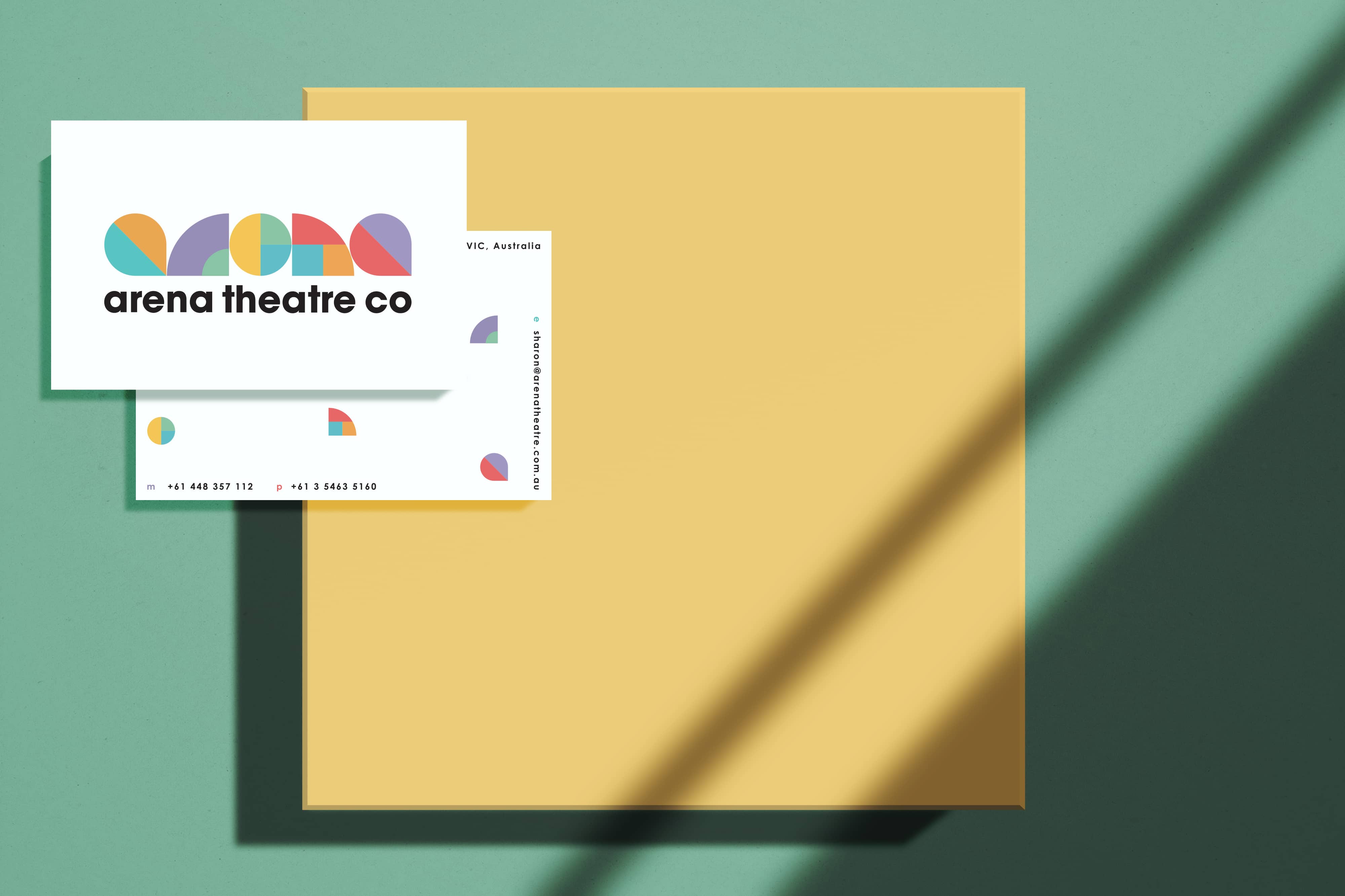 Switched business card design for Arena Theatre Co